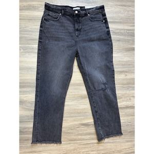 LOFT Womans Sz 31 12 Destructed The Straight Crop High Rise Raw Hem Jeans NWT‎